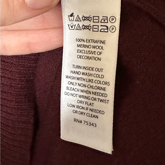 Ellen Tracy 100% Merino Wool Dark Cherry Red Wrap Sweater Small - Picture 6 of 7